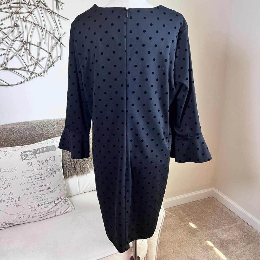 Old Navy Black Polka Dot Shift Dress Bell Sleeve Zip Back XL - Picture 5 of 8